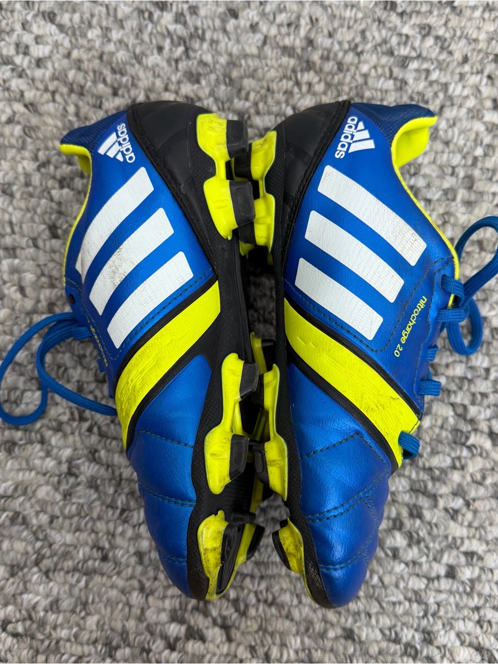 Adidas Nitrocharge 2.0 blue yellow white lace up kids youth soccer cleats 1 - Picture 4 of 10